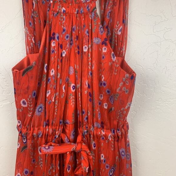 Alexis Jumpsuit Size Small Orange Floral Janina Drawstring Waist Halter - Picture 3 of 8
